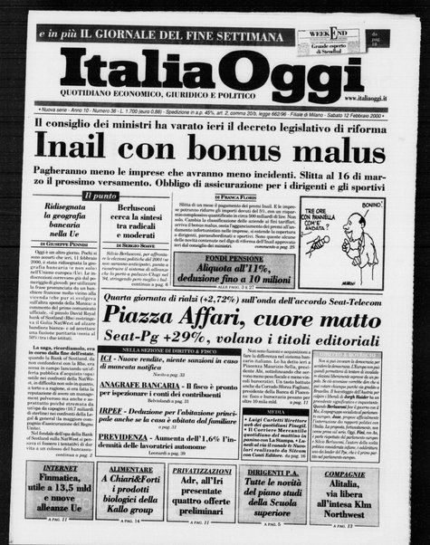 Italia oggi : quotidiano di economia finanza e politica